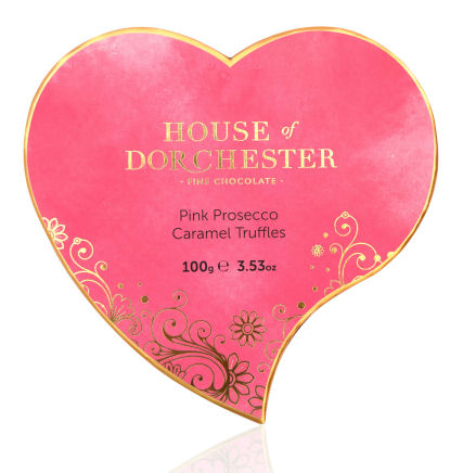 The House of Dorchester Heart Box Pink Prosecco Truffles
