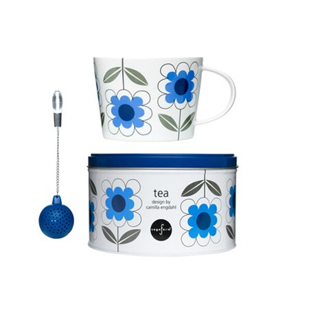 Sagaform Tea Set with Strainer in Daisy Blue