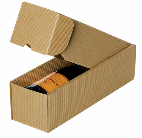 1 Bottle Gift Box - Fluted Cardboard
